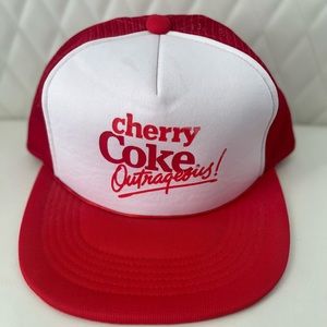 Vintage 80s 90s Cherry Coke Snap-Back Trucker Hat | Coca Cola mesh snapback